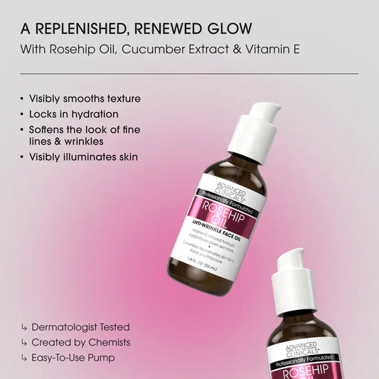 Advanced Clinicals Anti-Wrinkle Rosehip Oil 53 mlزيت الورد