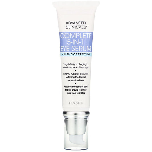 Advanced Clinicals, يعد Complete 5-in-1 Eye Serum مصحح متعدد، وهو 2 أونصة سائلة (59 مل)