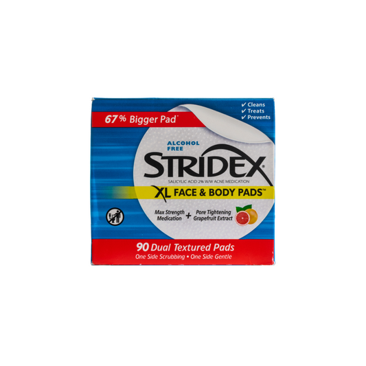 ستريديكس مسحات طبية لحب الشباب للوجه والجسم 90 قطعة | STRIDEX XL ACNE FACE AND BODY PADS 90 PCS