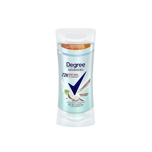 DEGREE ADVANCED Antiperspirant Deodorant Move Fresh Coconut 72-Hour Sweat & Odor Protection 74G مزيل تعرق للنساء من ديجري
